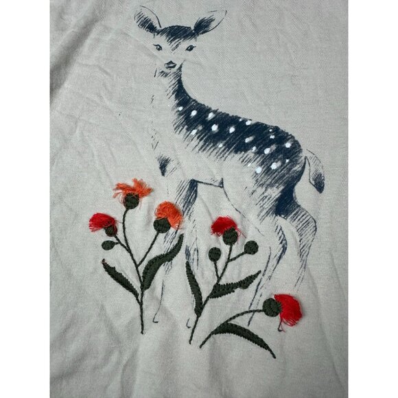 Gymboree Girls Long Sleeve Deer Print Top Size M Cotton Beige - Picture 4 of 7